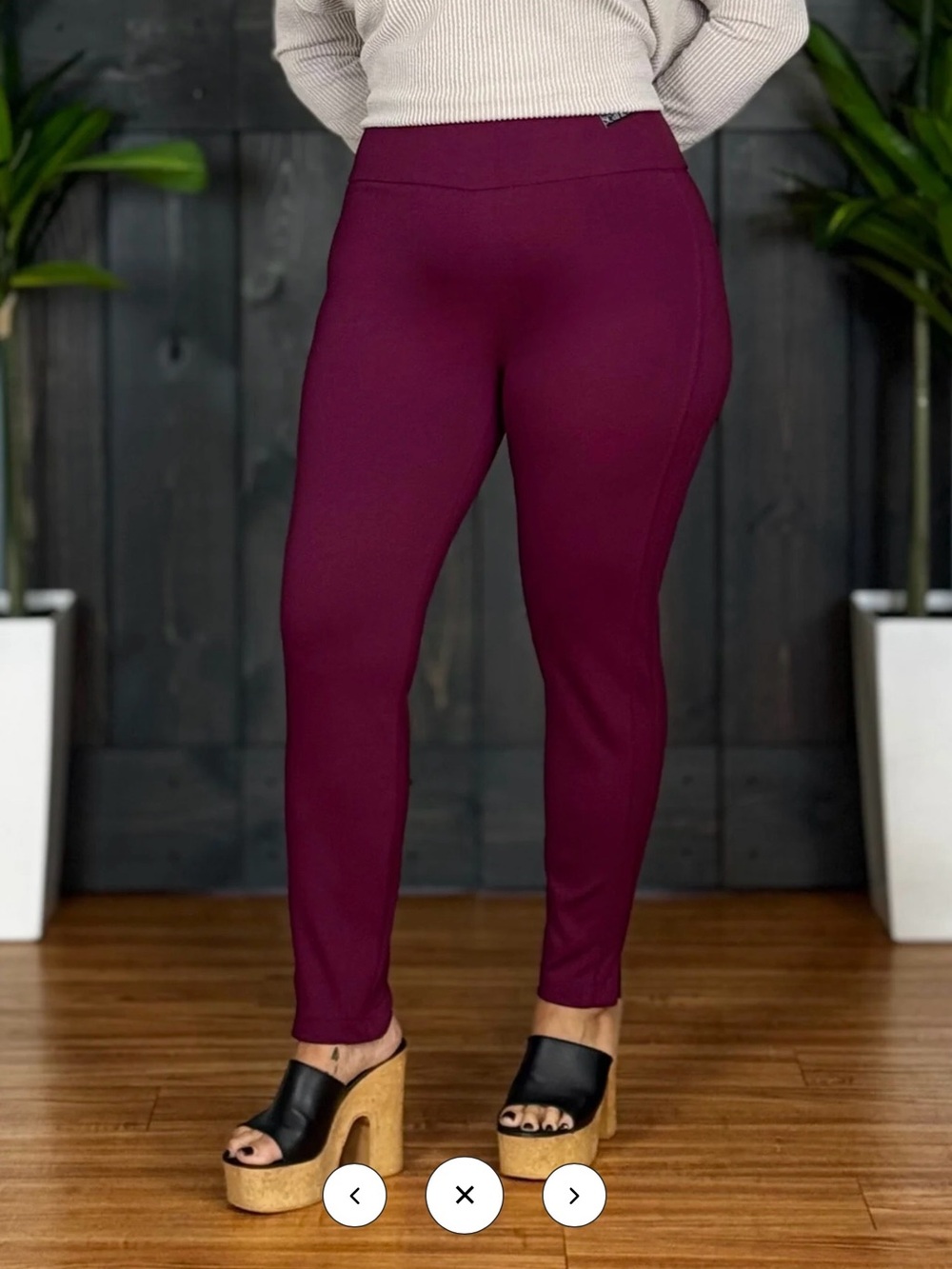 Dear Scarlett Skinny High-Waist Pant Wine - Picture 2 of 4